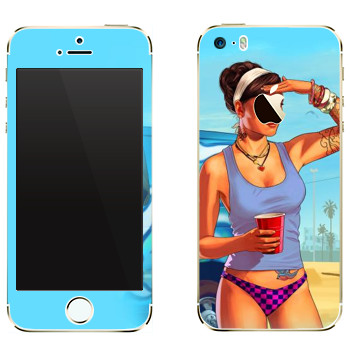 Виниловая наклейка «Девушка на пляже - GTA 5» на телефон Apple iPhone 5