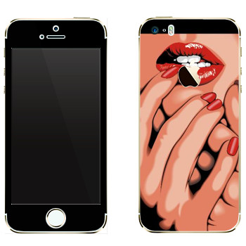 Виниловая наклейка «Страстные губы» на телефон Apple iPhone 5